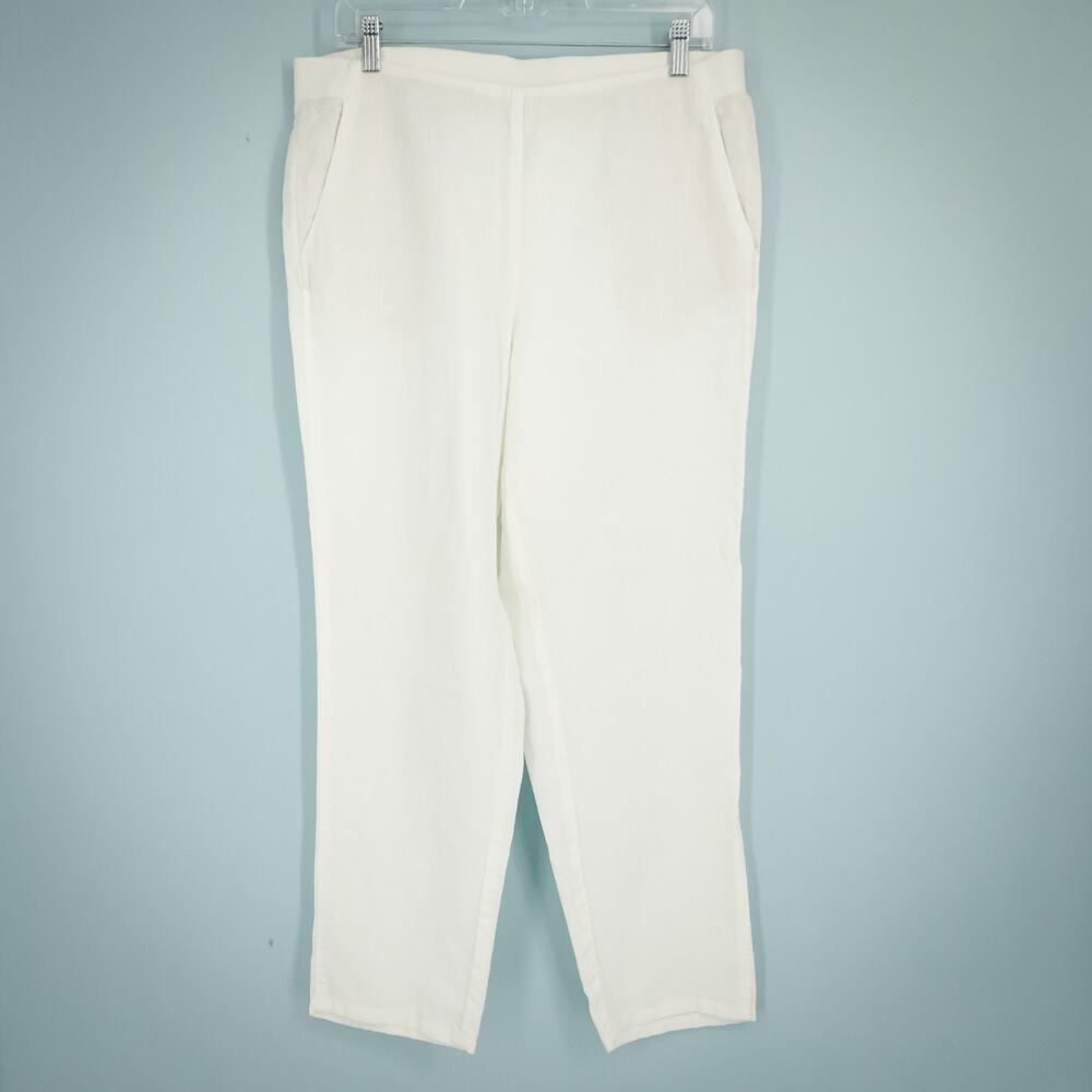 J. Jill Size Medium M White Love Linen Pull On Tapered Leg Ankle Pants